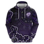 Hobart Hurricanes Cricket Mascot Hoodie Aboriginal Dot Art Purple And Black Tribal Pattern