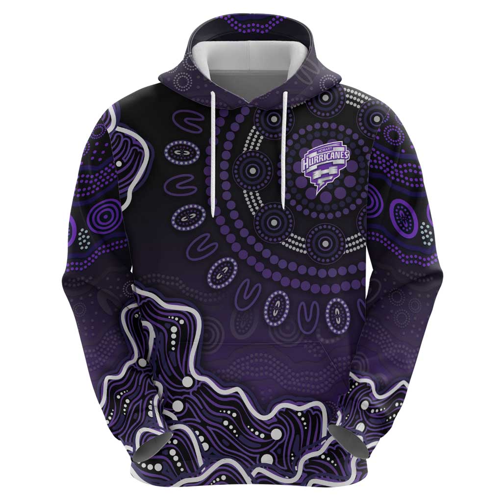 Hobart Hurricanes Cricket Mascot Hoodie Aboriginal Dot Art Purple And Black Tribal Pattern