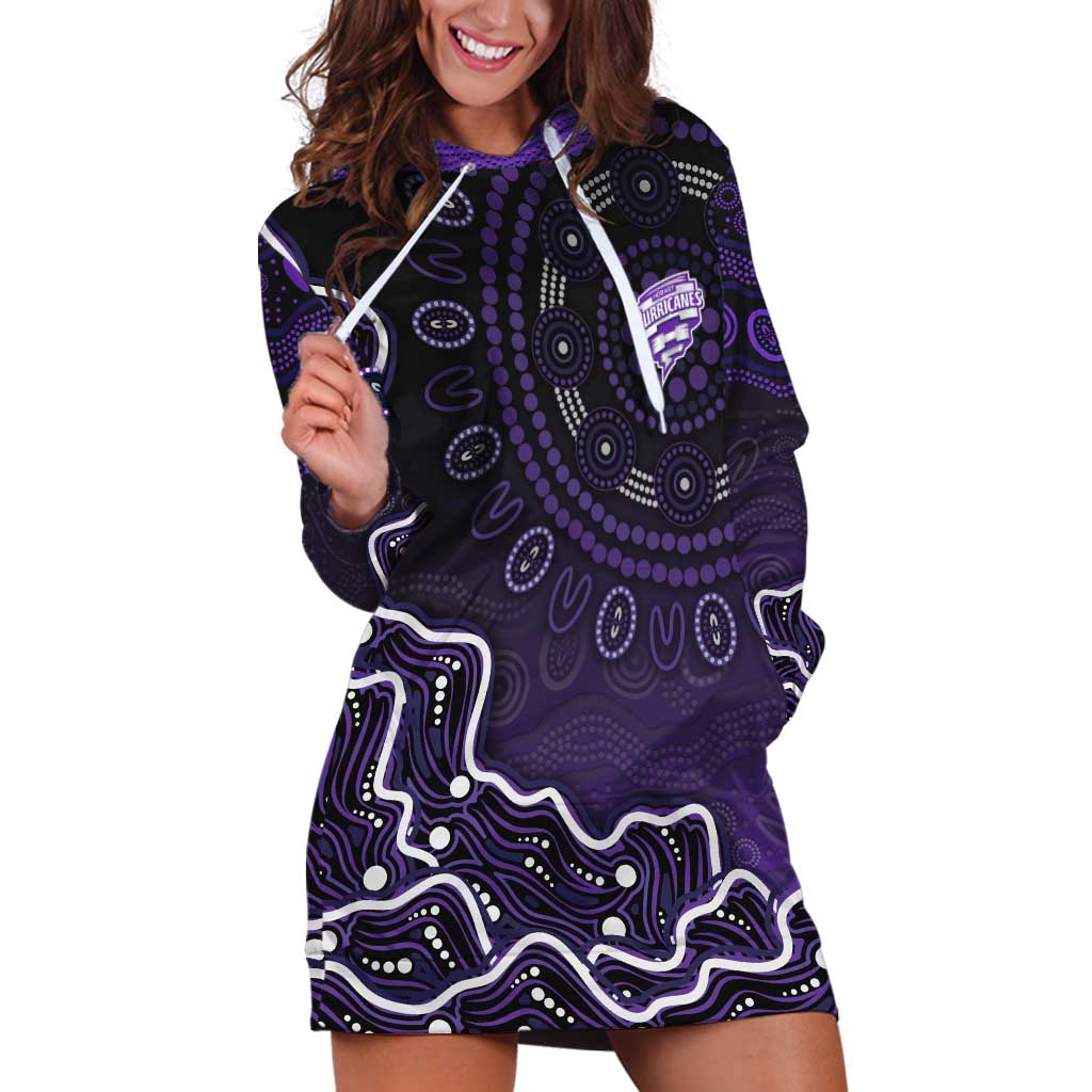 Hobart Hurricanes Cricket Mascot Hoodie Dress Aboriginal Dot Art Purple And Black Tribal Pattern