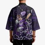 Hobart Hurricanes Cricket Mascot Kimono Aboriginal Dot Art Purple And Black Tribal Pattern