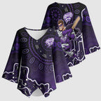 Hobart Hurricanes Cricket Mascot Kimono Sleeve Blouse Aboriginal Dot Art Purple And Black Tribal Pattern