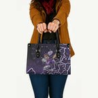 Hobart Hurricanes Cricket Mascot Leather Bag Aboriginal Dot Art Purple And Black Tribal Pattern