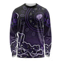 Hobart Hurricanes Cricket Mascot Long Sleeve Shirt Aboriginal Dot Art Purple And Black Tribal Pattern