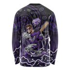 Hobart Hurricanes Cricket Mascot Long Sleeve Shirt Aboriginal Dot Art Purple And Black Tribal Pattern