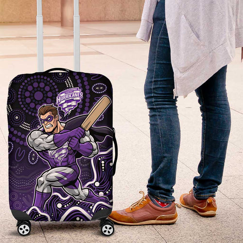 Hobart Hurricanes Cricket Mascot Luggage Cover Aboriginal Dot Art Purple And Black Tribal Pattern