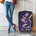 Hobart Hurricanes Cricket Mascot Luggage Cover Aboriginal Dot Art Purple And Black Tribal Pattern