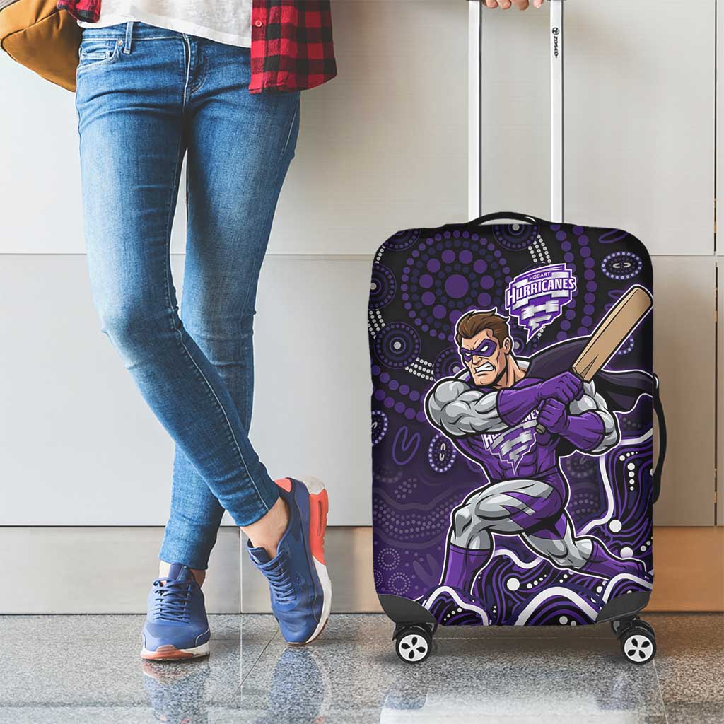 Hobart Hurricanes Cricket Mascot Luggage Cover Aboriginal Dot Art Purple And Black Tribal Pattern
