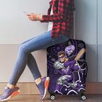 Hobart Hurricanes Cricket Mascot Luggage Cover Aboriginal Dot Art Purple And Black Tribal Pattern