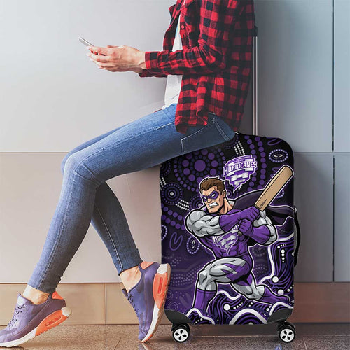 Hobart Hurricanes Cricket Mascot Luggage Cover Aboriginal Dot Art Purple And Black Tribal Pattern