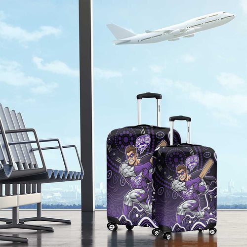 Hobart Hurricanes Cricket Mascot Luggage Cover Aboriginal Dot Art Purple And Black Tribal Pattern