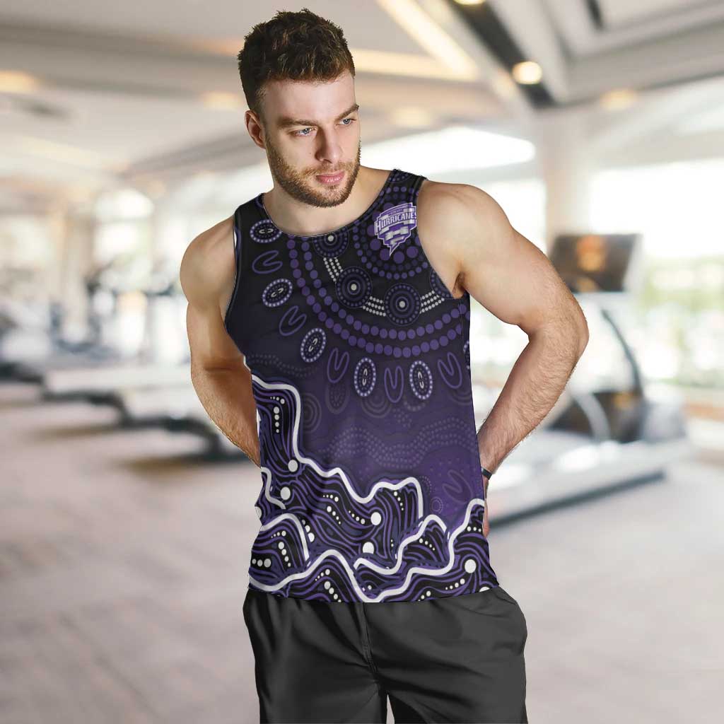 Hobart Hurricanes Cricket Mascot Men Tank Top Aboriginal Dot Art Purple And Black Tribal Pattern