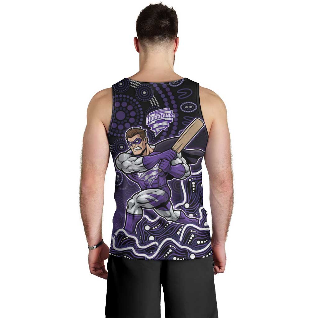 Hobart Hurricanes Cricket Mascot Men Tank Top Aboriginal Dot Art Purple And Black Tribal Pattern