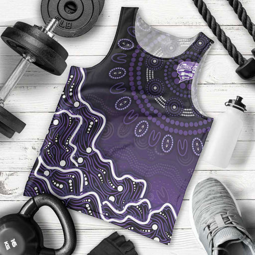 Hobart Hurricanes Cricket Mascot Men Tank Top Aboriginal Dot Art Purple And Black Tribal Pattern