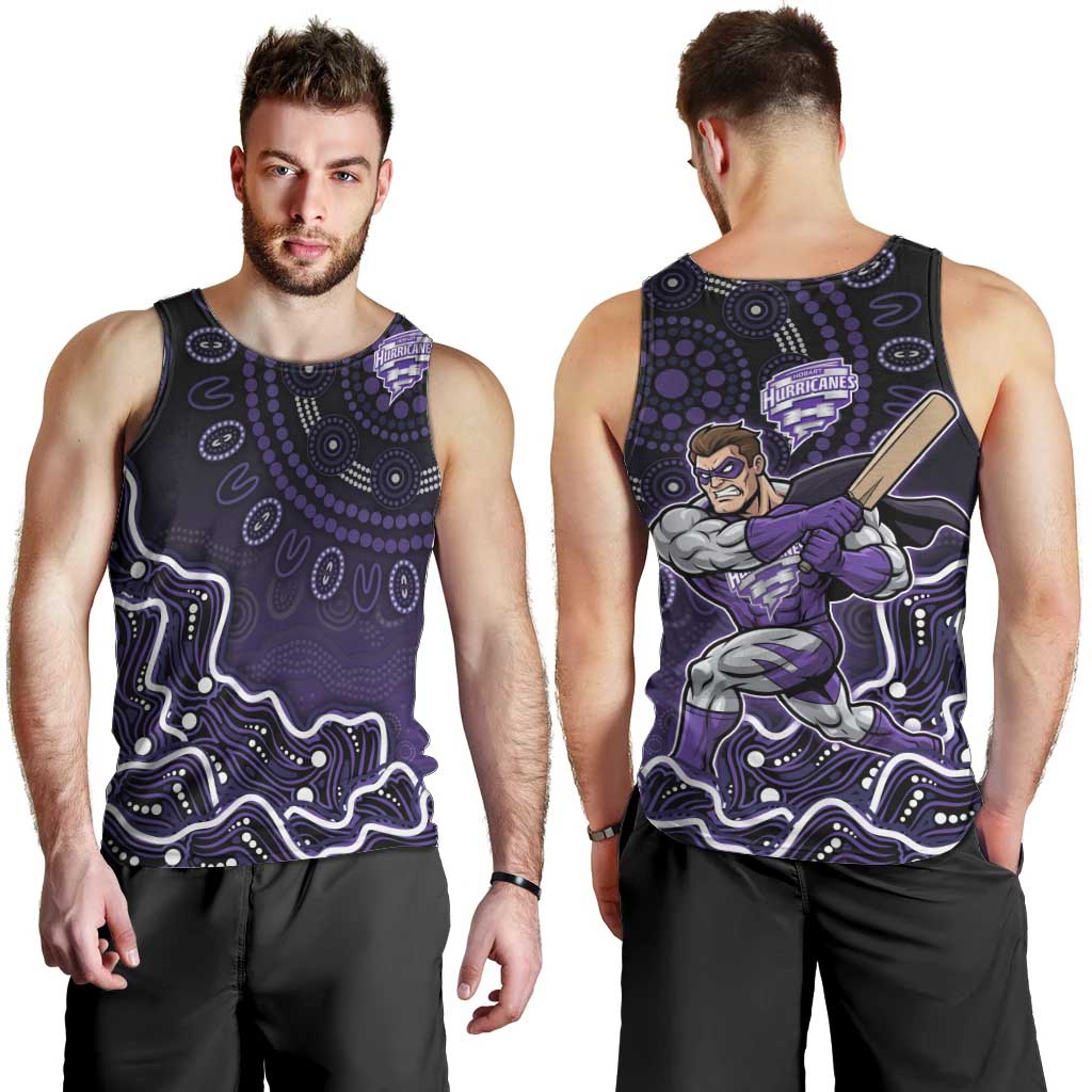 Hobart Hurricanes Cricket Mascot Men Tank Top Aboriginal Dot Art Purple And Black Tribal Pattern