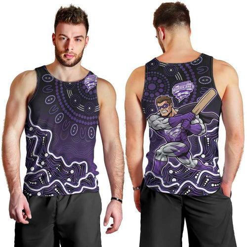 Hobart Hurricanes Cricket Mascot Men Tank Top Aboriginal Dot Art Purple And Black Tribal Pattern