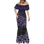 Hobart Hurricanes Cricket Mascot Mermaid Dress Aboriginal Dot Art Purple And Black Tribal Pattern