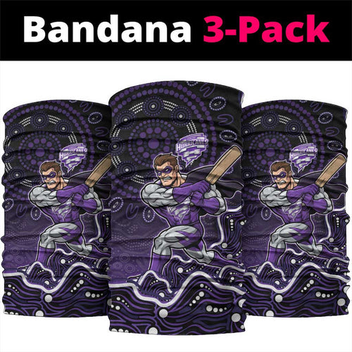 Hobart Hurricanes Cricket Mascot Neck Gaiter Aboriginal Dot Art Purple And Black Tribal Pattern