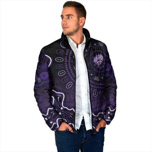 Hobart Hurricanes Cricket Mascot Padded Jacket Aboriginal Dot Art Purple And Black Tribal Pattern