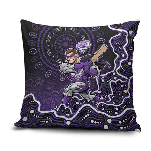 Hobart Hurricanes Cricket Mascot Pillow Cover Aboriginal Dot Art Purple And Black Tribal Pattern