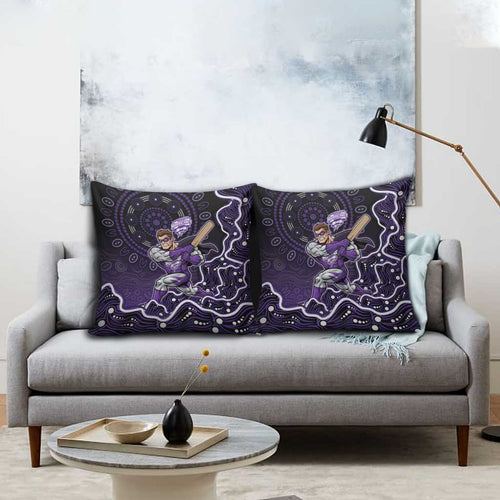 Hobart Hurricanes Cricket Mascot Pillow Cover Aboriginal Dot Art Purple And Black Tribal Pattern
