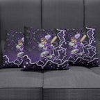 Hobart Hurricanes Cricket Mascot Pillow Cover Aboriginal Dot Art Purple And Black Tribal Pattern