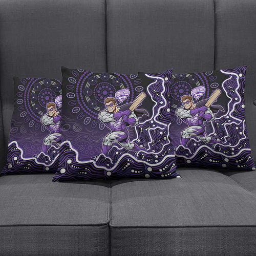Hobart Hurricanes Cricket Mascot Pillow Cover Aboriginal Dot Art Purple And Black Tribal Pattern