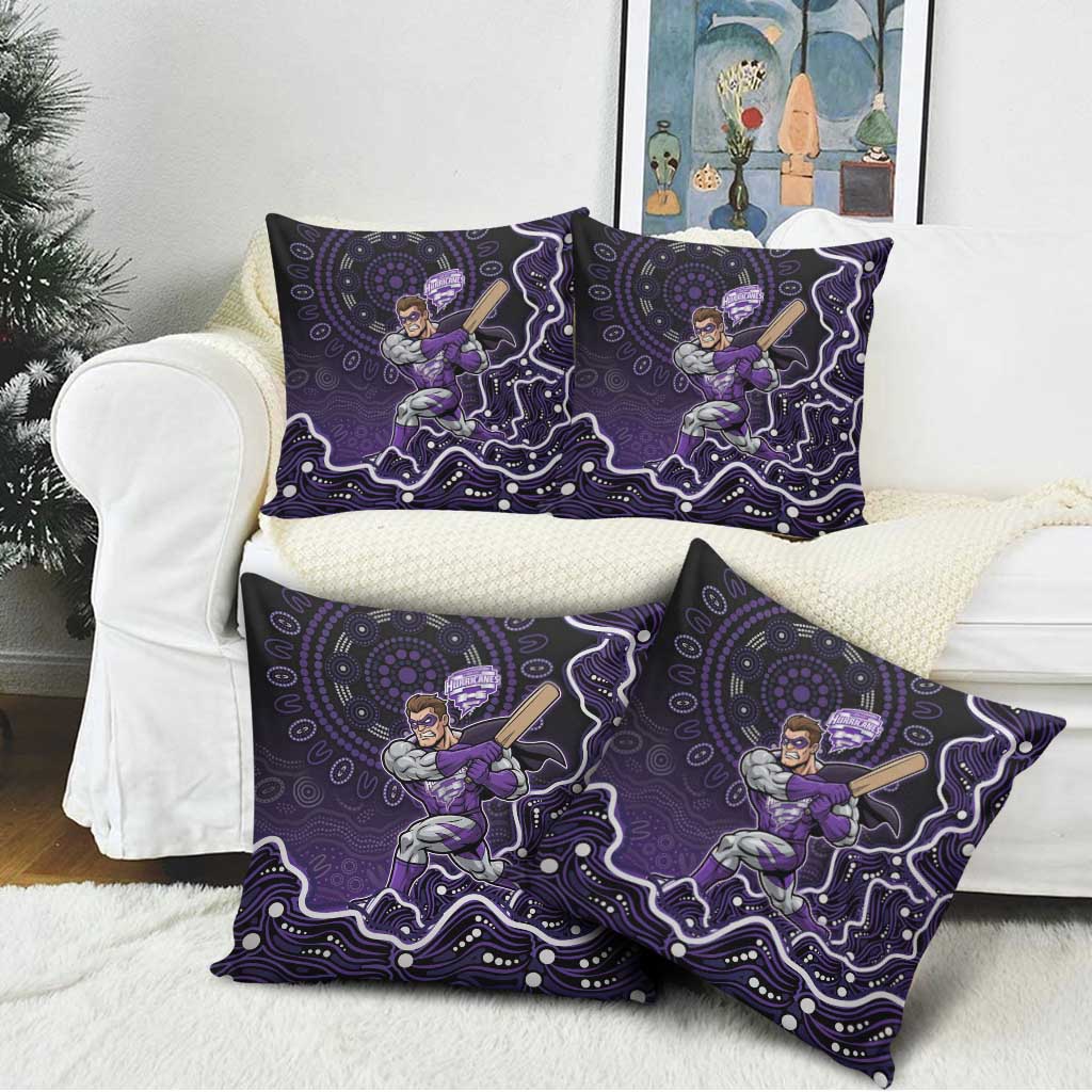 Hobart Hurricanes Cricket Mascot Pillow Cover Aboriginal Dot Art Purple And Black Tribal Pattern