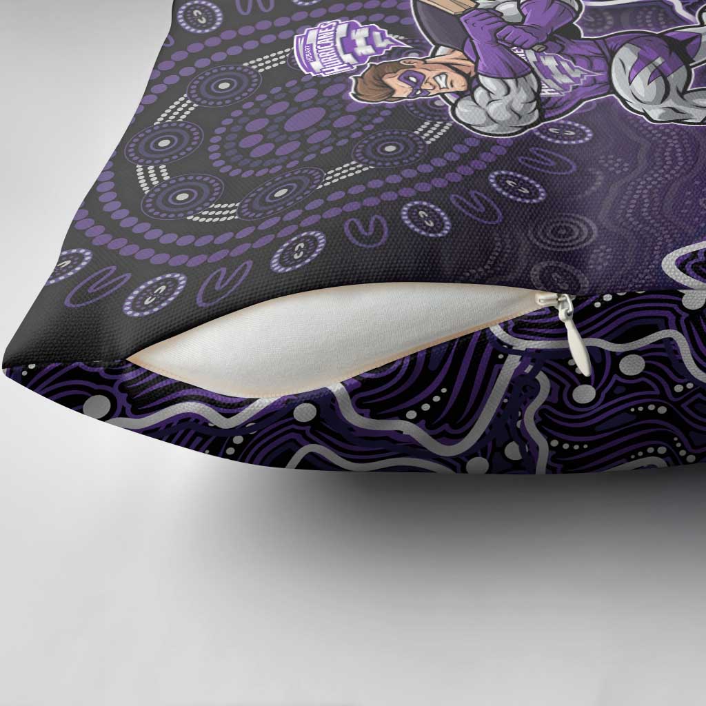 Hobart Hurricanes Cricket Mascot Pillow Cover Aboriginal Dot Art Purple And Black Tribal Pattern