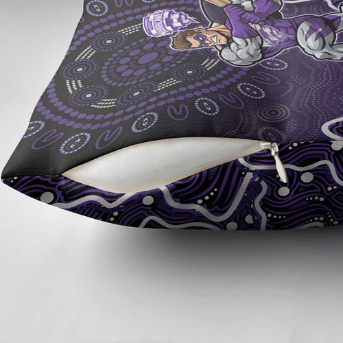 Hobart Hurricanes Cricket Mascot Pillow Cover Aboriginal Dot Art Purple And Black Tribal Pattern