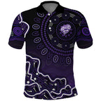 Hobart Hurricanes Cricket Mascot Polo Shirt Aboriginal Dot Art Purple And Black Tribal Pattern