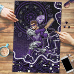 Hobart Hurricanes Cricket Mascot Puzzle Aboriginal Dot Art Purple And Black Tribal Pattern