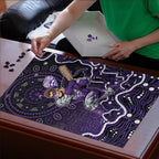 Hobart Hurricanes Cricket Mascot Puzzle Aboriginal Dot Art Purple And Black Tribal Pattern