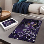 Hobart Hurricanes Cricket Mascot Puzzle Aboriginal Dot Art Purple And Black Tribal Pattern