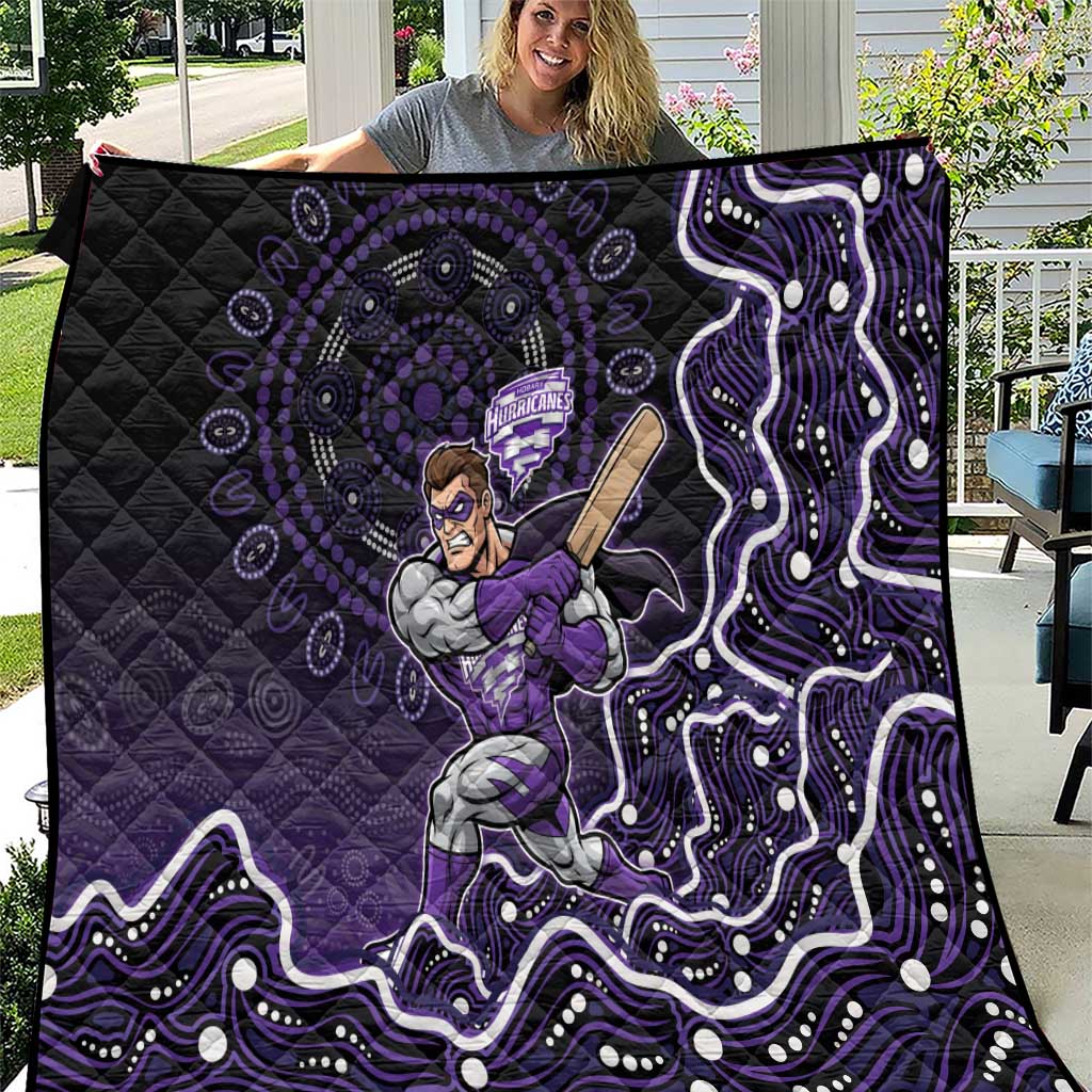 Hobart Hurricanes Cricket Mascot Quilt Aboriginal Dot Art Purple And Black Tribal Pattern
