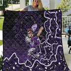 Hobart Hurricanes Cricket Mascot Quilt Aboriginal Dot Art Purple And Black Tribal Pattern
