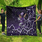 Hobart Hurricanes Cricket Mascot Quilt Aboriginal Dot Art Purple And Black Tribal Pattern