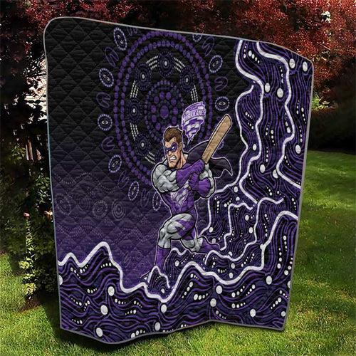 Hobart Hurricanes Cricket Mascot Quilt Aboriginal Dot Art Purple And Black Tribal Pattern