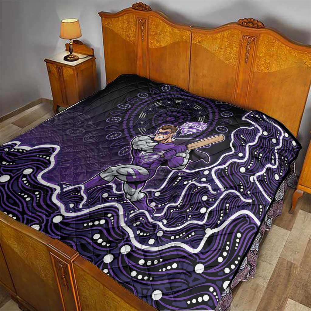 Hobart Hurricanes Cricket Mascot Quilt Aboriginal Dot Art Purple And Black Tribal Pattern