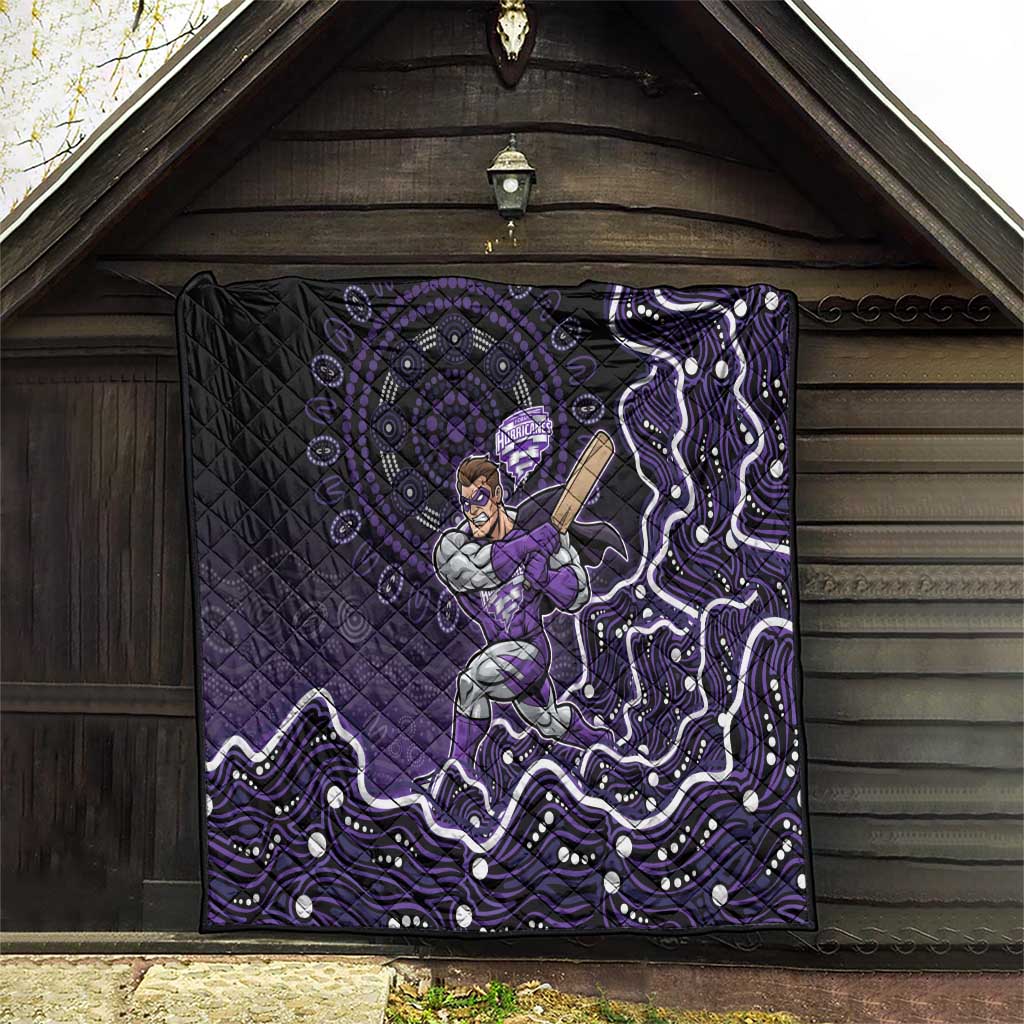 Hobart Hurricanes Cricket Mascot Quilt Aboriginal Dot Art Purple And Black Tribal Pattern