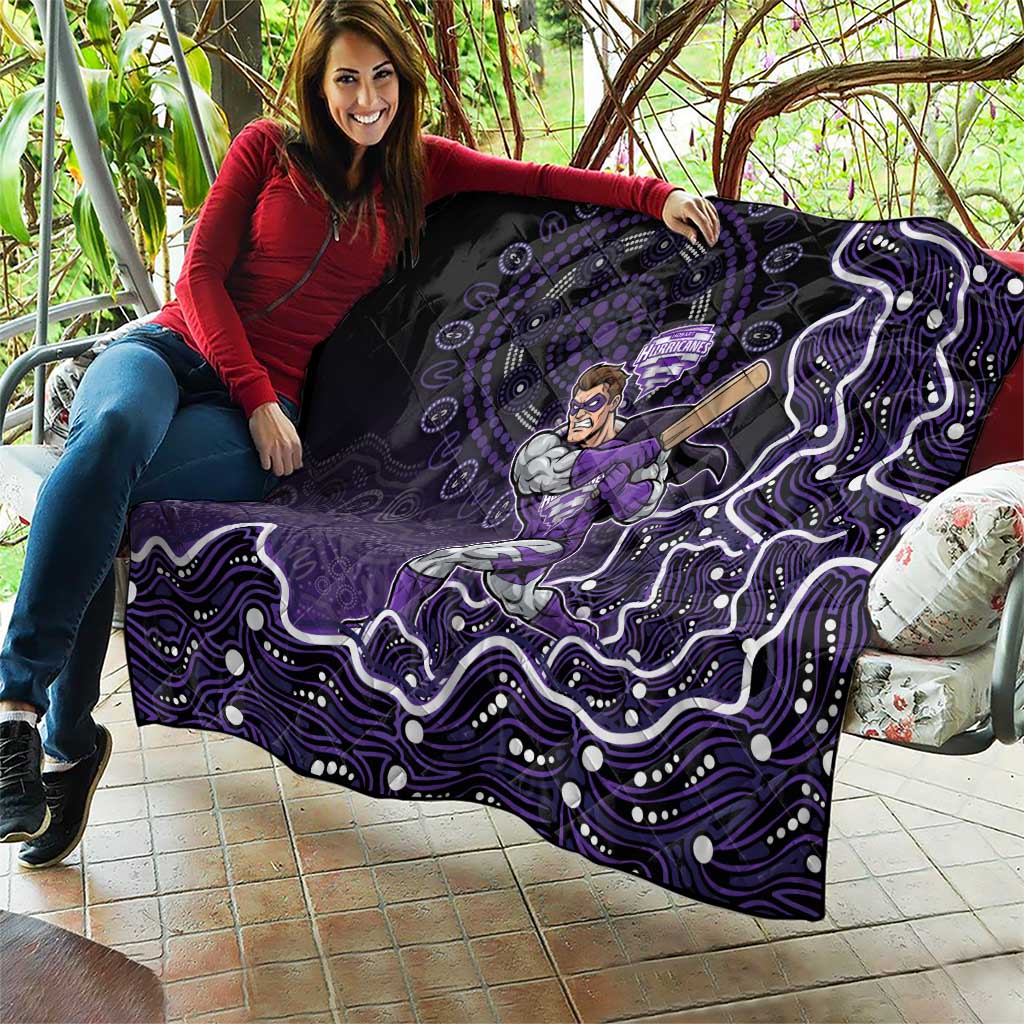 Hobart Hurricanes Cricket Mascot Quilt Aboriginal Dot Art Purple And Black Tribal Pattern