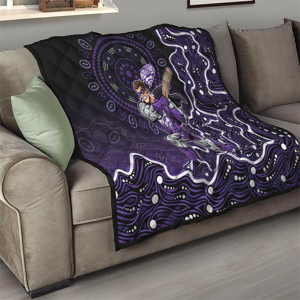 Hobart Hurricanes Cricket Mascot Quilt Aboriginal Dot Art Purple And Black Tribal Pattern