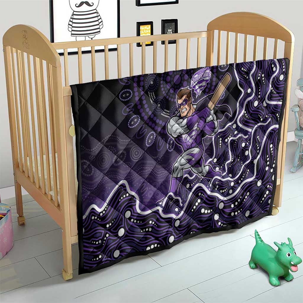 Hobart Hurricanes Cricket Mascot Quilt Aboriginal Dot Art Purple And Black Tribal Pattern