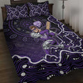Hobart Hurricanes Cricket Mascot Quilt Bed Set Aboriginal Dot Art Purple And Black Tribal Pattern