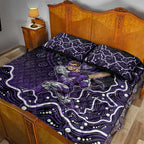 Hobart Hurricanes Cricket Mascot Quilt Bed Set Aboriginal Dot Art Purple And Black Tribal Pattern