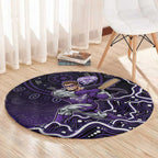 Hobart Hurricanes Cricket Mascot Round Carpet Aboriginal Dot Art Purple And Black Tribal Pattern