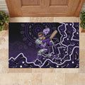 Hobart Hurricanes Cricket Mascot Rubber Doormat Aboriginal Dot Art Purple And Black Tribal Pattern