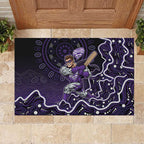 Hobart Hurricanes Cricket Mascot Rubber Doormat Aboriginal Dot Art Purple And Black Tribal Pattern