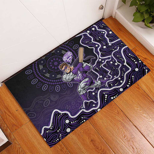 Hobart Hurricanes Cricket Mascot Rubber Doormat Aboriginal Dot Art Purple And Black Tribal Pattern