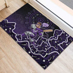 Hobart Hurricanes Cricket Mascot Rubber Doormat Aboriginal Dot Art Purple And Black Tribal Pattern