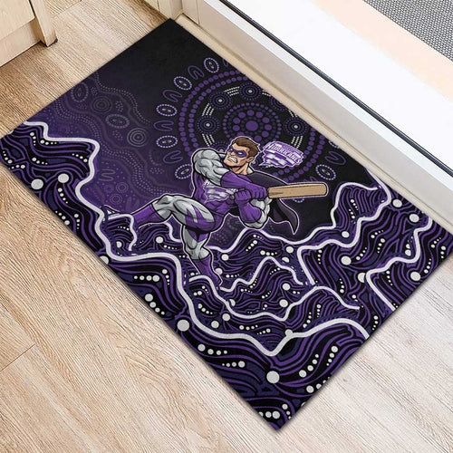 Hobart Hurricanes Cricket Mascot Rubber Doormat Aboriginal Dot Art Purple And Black Tribal Pattern